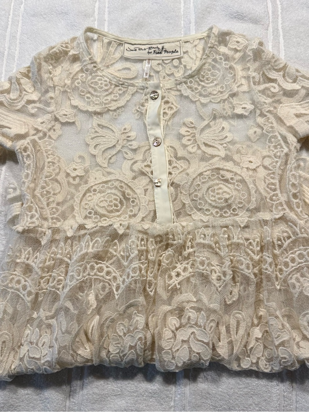 Jen's Pirate Booty X Free People El Sol Boho Lace babydoll Dress X-Small Ivory - Picture 9 of 15